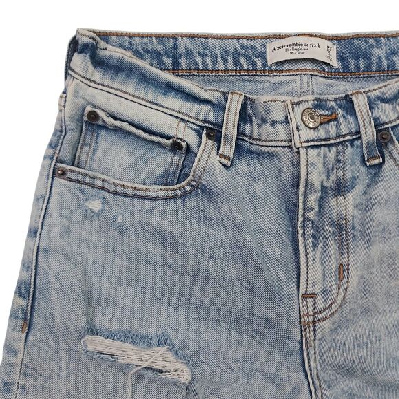 Abercrombie & Fitch The Boyfriend Mid Rise Jeans Womens 26/2 Blue Distressed - Picture 4 of 11